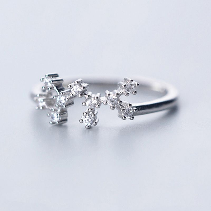 Sterling Silver White Gold Plated Silver Plated Casual Elegant Plating Inlay Constellation Zircon Open Rings display picture 8