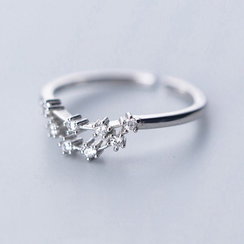 Sterling Silver White Gold Plated Silver Plated Casual Elegant Plating Inlay Constellation Zircon Open Rings display picture 12