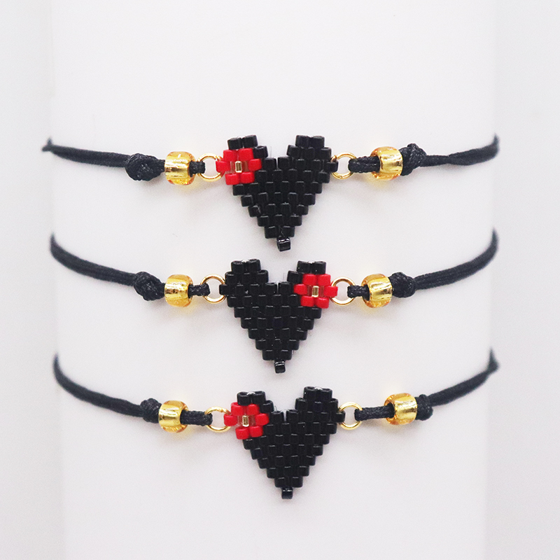 Estilo Simple Estilo Clásico Forma De Corazón Vidrio Soga Tejido De Punto Mujeres Pulsera display picture 2