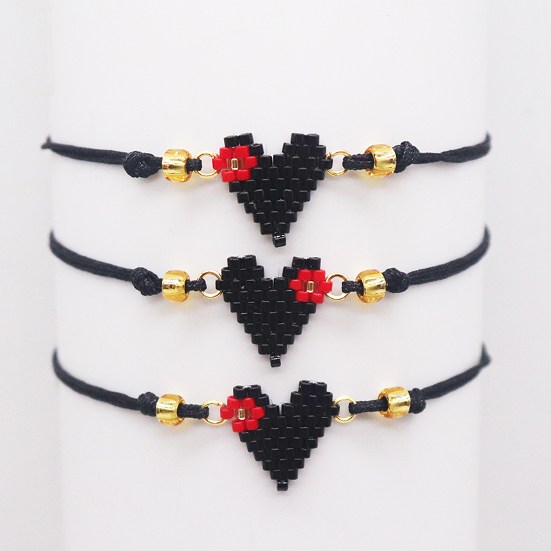 Simple Style Classic Style Heart Shape Glass Rope Knitting Women's Bracelets display picture 2