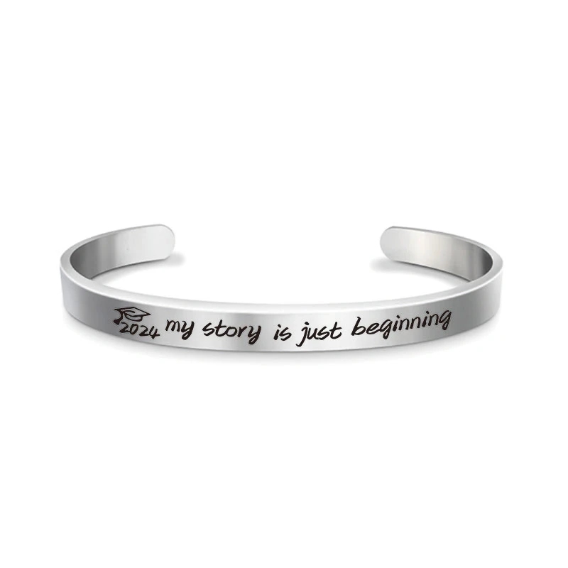 Preppy Style Simple Style Letter 304 Stainless Steel Carving Vacuum Vapor Plating Black Unisex Cuff Bracelets display picture 4