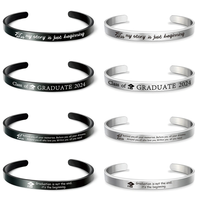 Estilo Preppy Estilo Simple Letra Acero Inoxidable 304 Tallado Chapado De Vapor Al Vacío Negro Unisexo Pulseras De Puño display picture 10