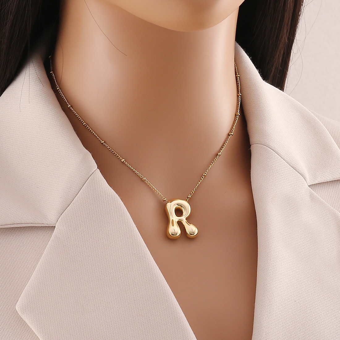 304 Stainless Steel Copper 18K Gold Plated Simple Style Commute Letter Pendant Necklace display picture 28