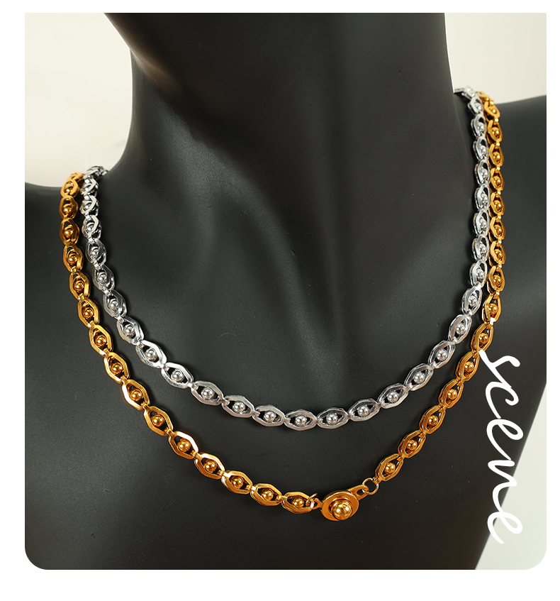 Acero Titanio Chapados en oro de 18k Estilo Vintage Enchapado La Cadena Collar display picture 4