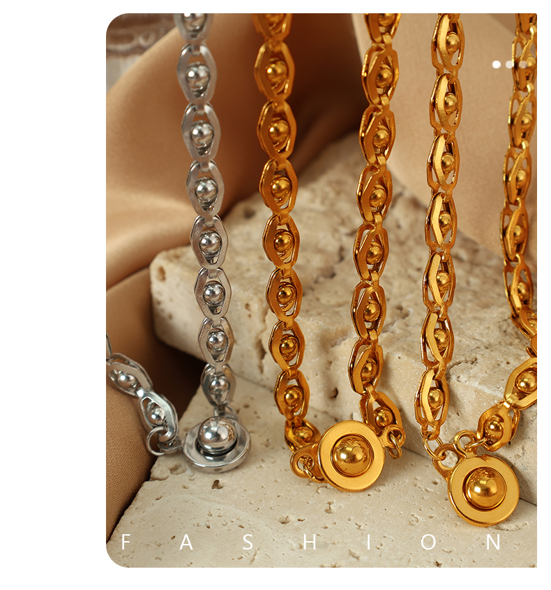 Acero Titanio Chapados en oro de 18k Estilo Vintage Enchapado La Cadena Collar display picture 1