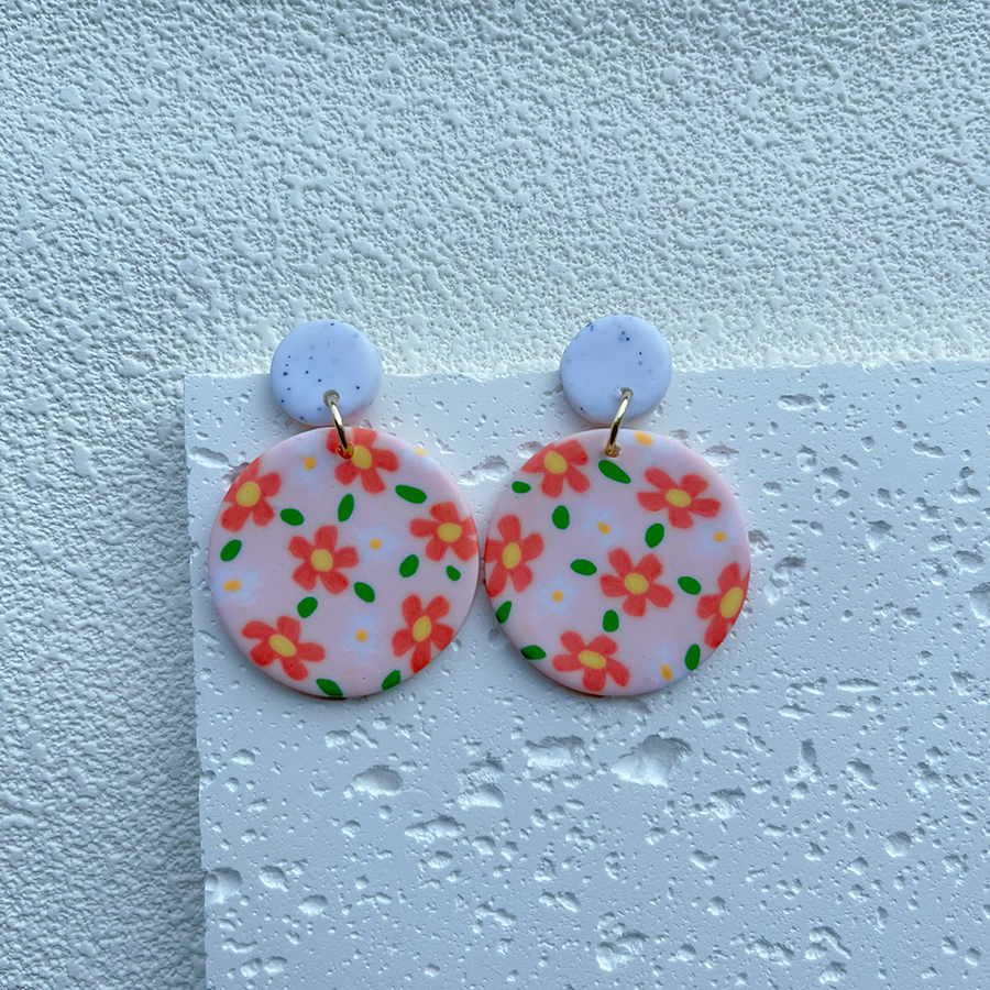 1 Pair Simple Style Classic Style Flower Handmade Soft Clay Drop Earrings display picture 5