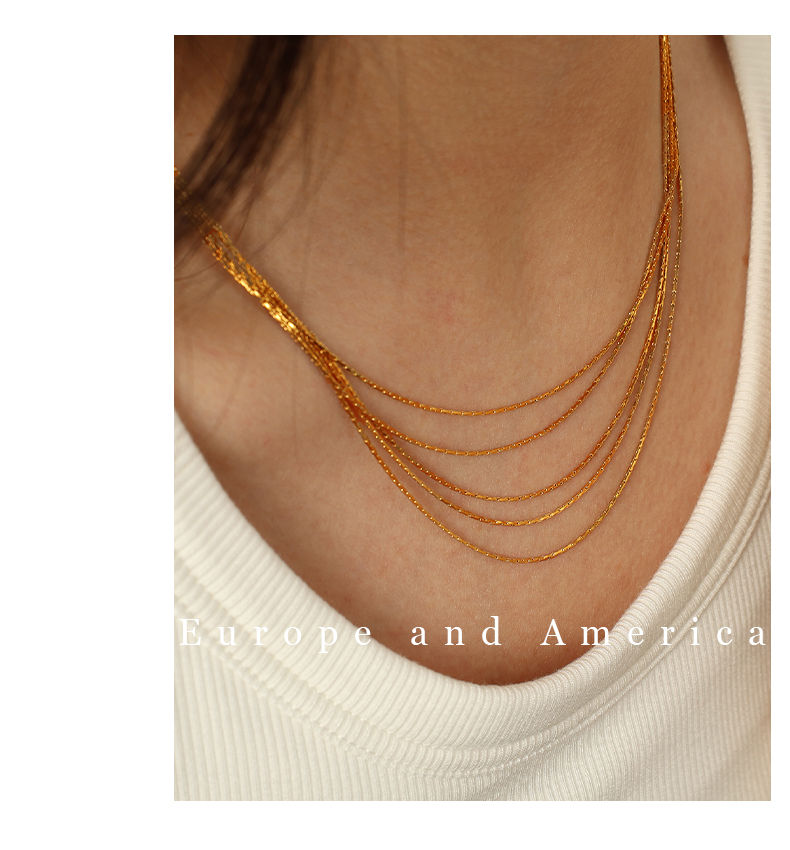 Titanium Steel 18K Gold Plated Simple Style Layered Plating Lines Layered Necklaces display picture 7