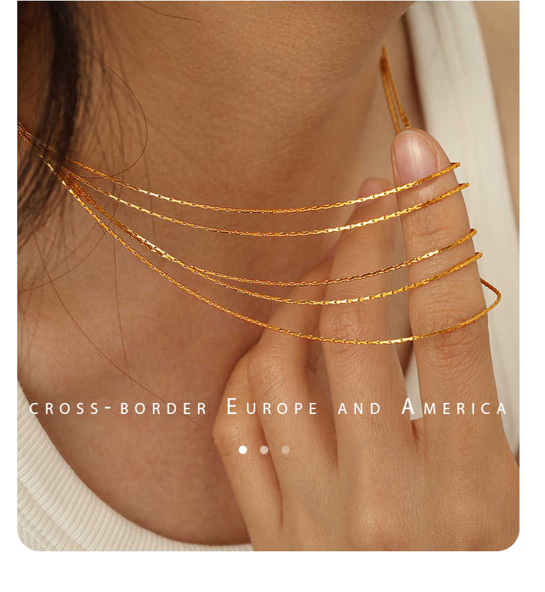 Titanium Steel 18K Gold Plated Simple Style Layered Plating Lines Layered Necklaces display picture 8