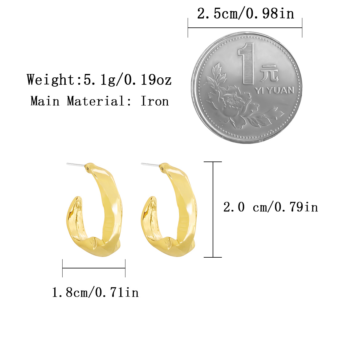 1 Pair Elegant Simple Style Commute Solid Color Iron Gold Plated Ear Studs display picture 1