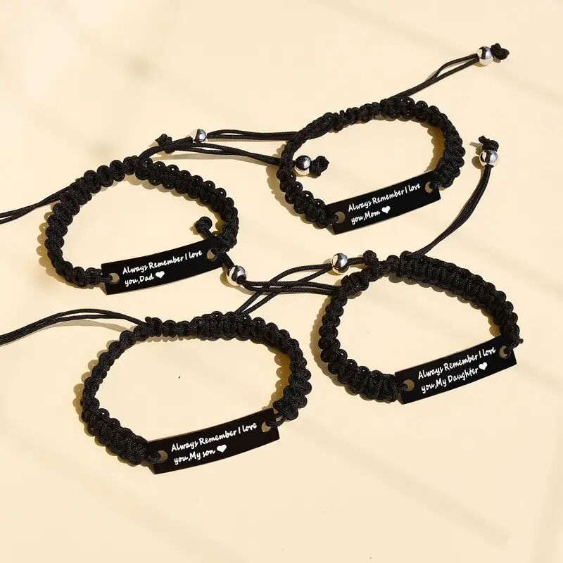 Romántico Estilo Simple Letra Acero Inoxidable 304 Soga Trenza Chapado De Vapor Al Vacío Negro Unisexo Pulseras De Cordón display picture 8