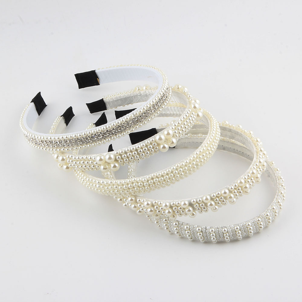 Women's Simple Style Shiny Round Rhinestone Inlay Pearl Hair Band display picture 1