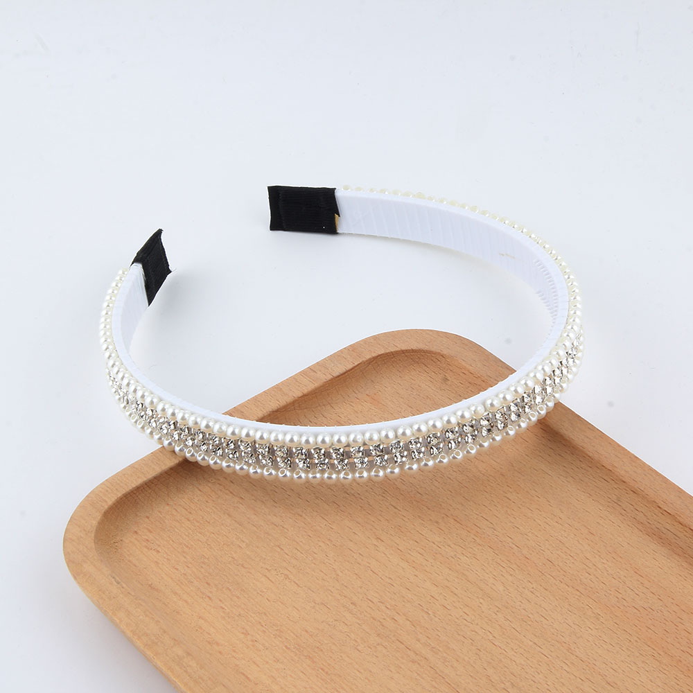 Women's Simple Style Shiny Round Rhinestone Inlay Pearl Hair Band display picture 3