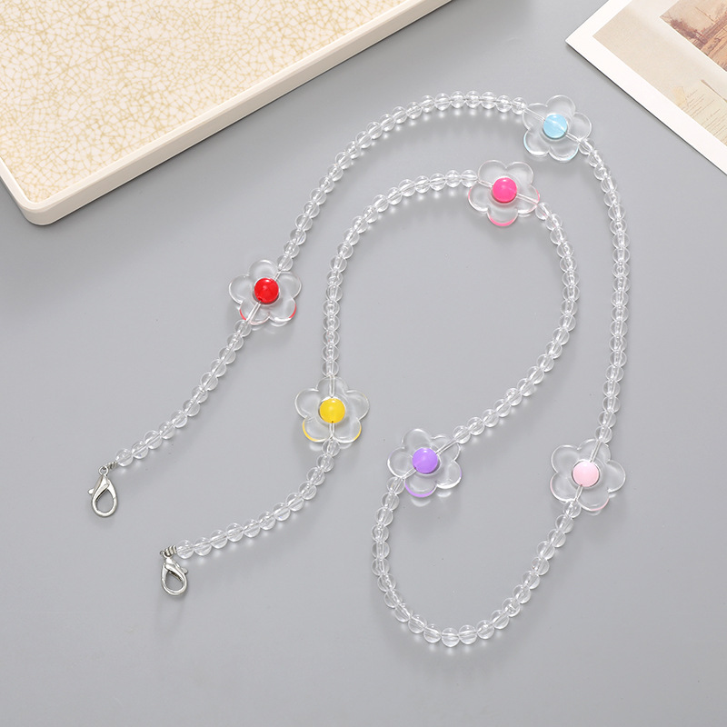 Sweet Star Smiley Face Flower Arylic Beaded Mobile Phone Chain display picture 3