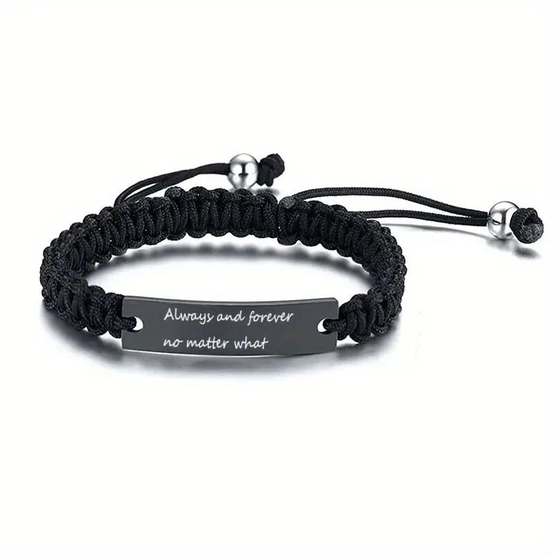 Romantique Style Simple Lettre Acier Inoxydable 304 Corde Tresser Placage De Vapeur Sous Vide Noir Unisexe Bracelets À Cordon display picture 1