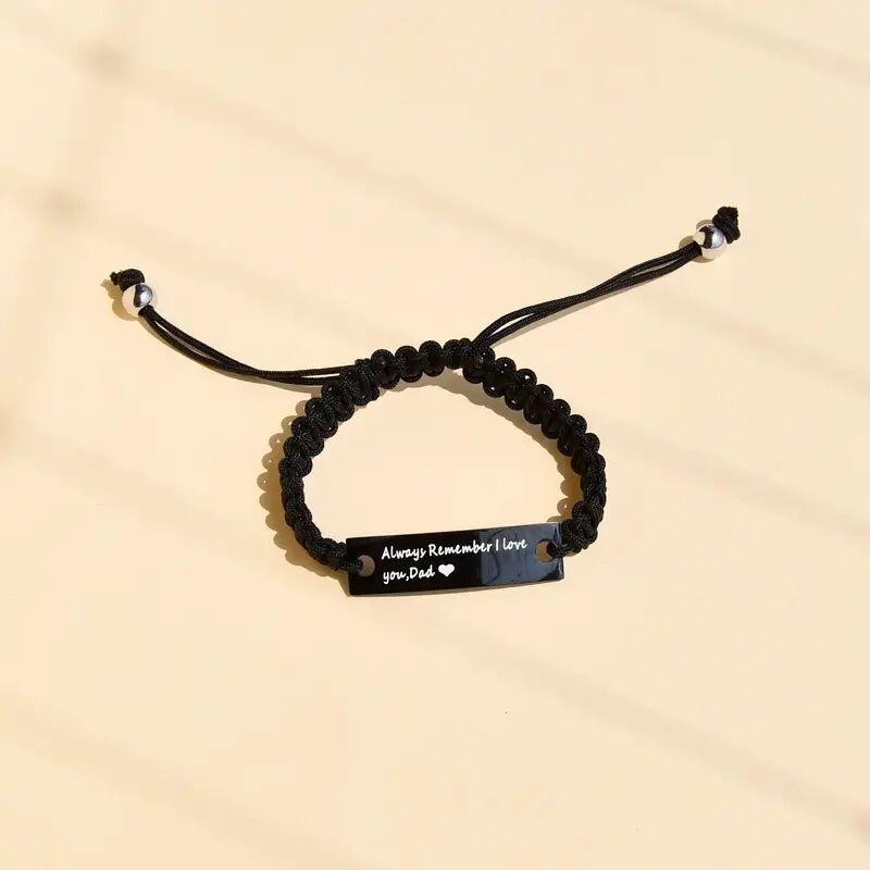 Romántico Estilo Simple Letra Acero Inoxidable 304 Soga Trenza Chapado De Vapor Al Vacío Negro Unisexo Pulseras De Cordón display picture 3