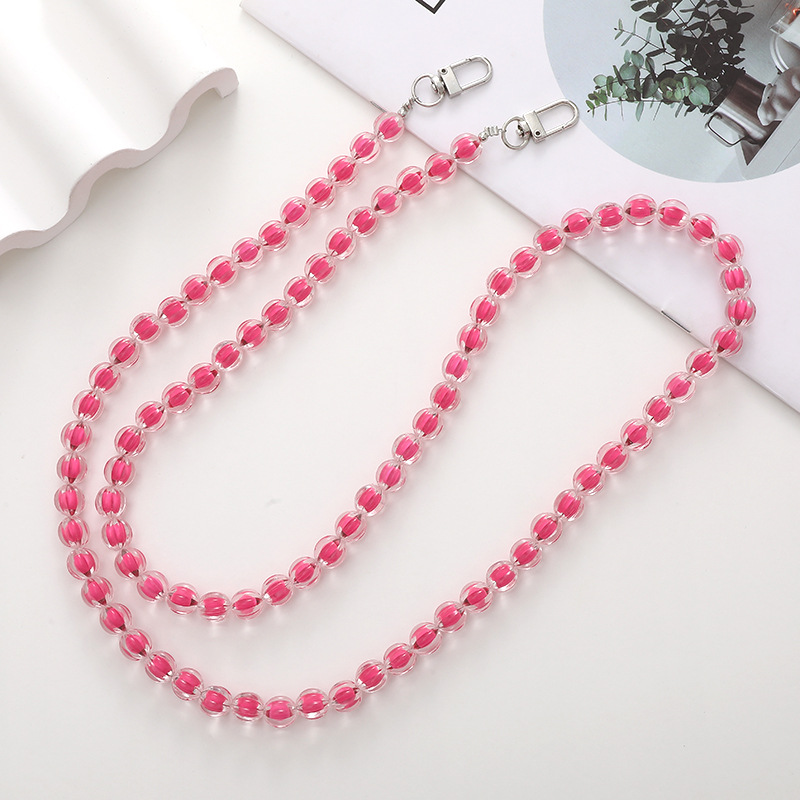 Cute Heart Shape Flower Arylic Nylon Beaded Mobile Phone Chain display picture 1