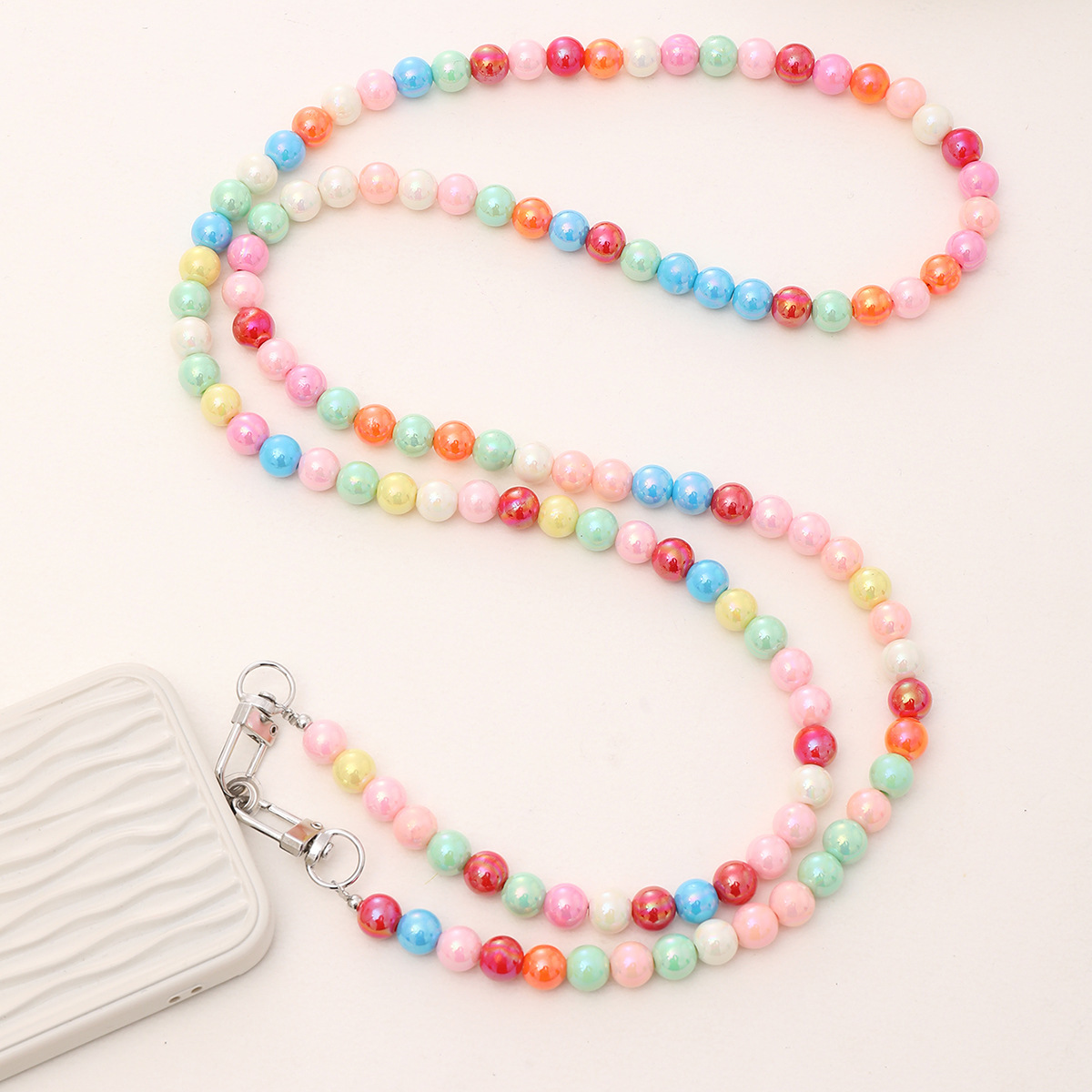 Cute Heart Shape Flower Arylic Nylon Beaded Mobile Phone Chain display picture 2