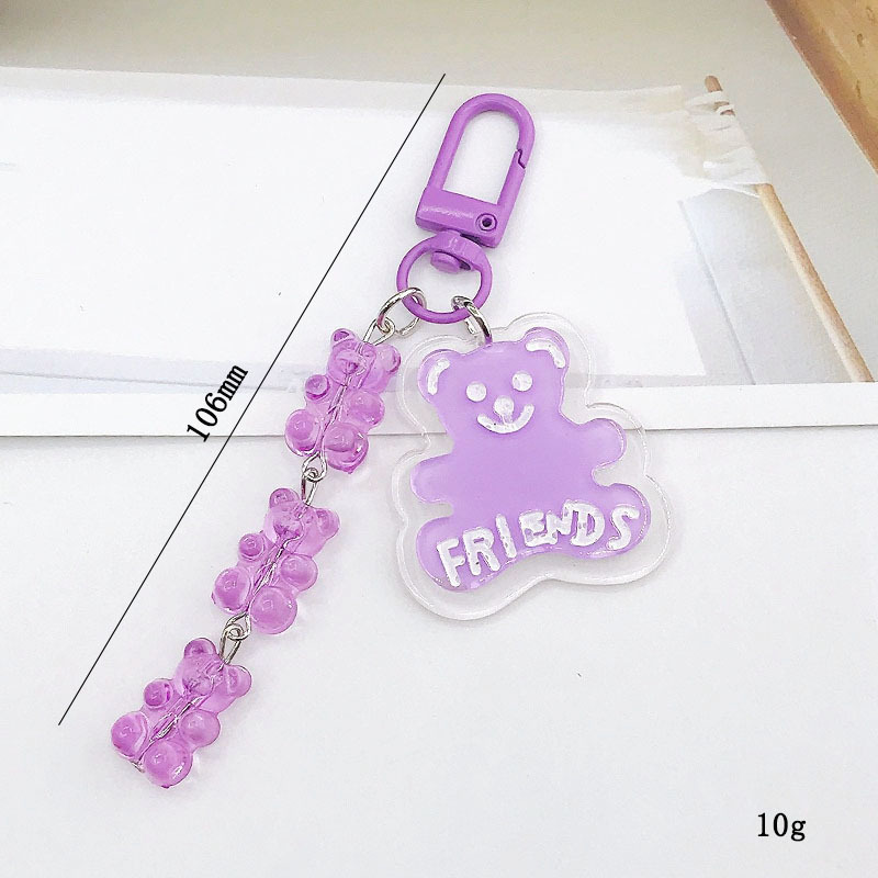 Cute Simple Style Bear Arylic Chain Bag Pendant Keychain display picture 1