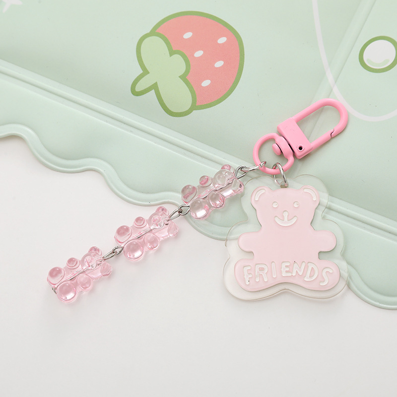 Cute Simple Style Bear Arylic Chain Bag Pendant Keychain display picture 2