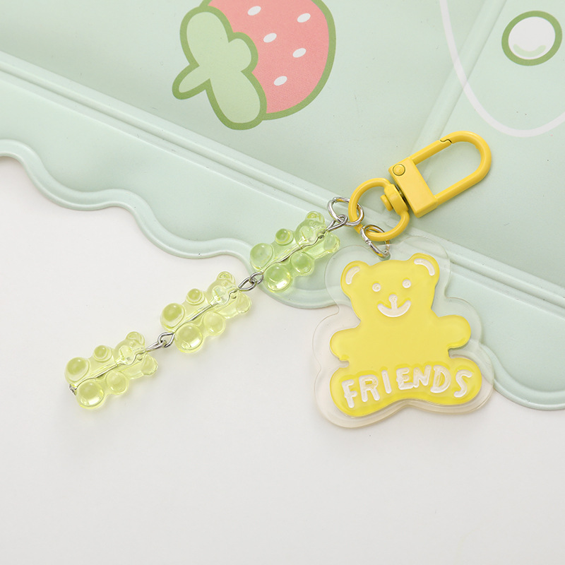 Cute Simple Style Bear Arylic Chain Bag Pendant Keychain display picture 3