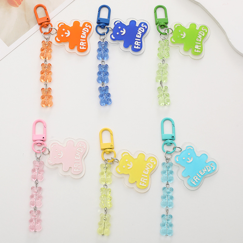 Cute Simple Style Bear Arylic Chain Bag Pendant Keychain display picture 8