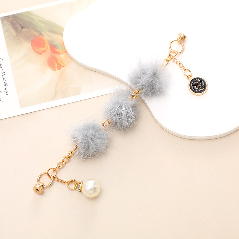 IG Style Sweet Round Flower Hairball Plating Inlay Rhinestones Pearl Mobile Phone Chain display picture 6