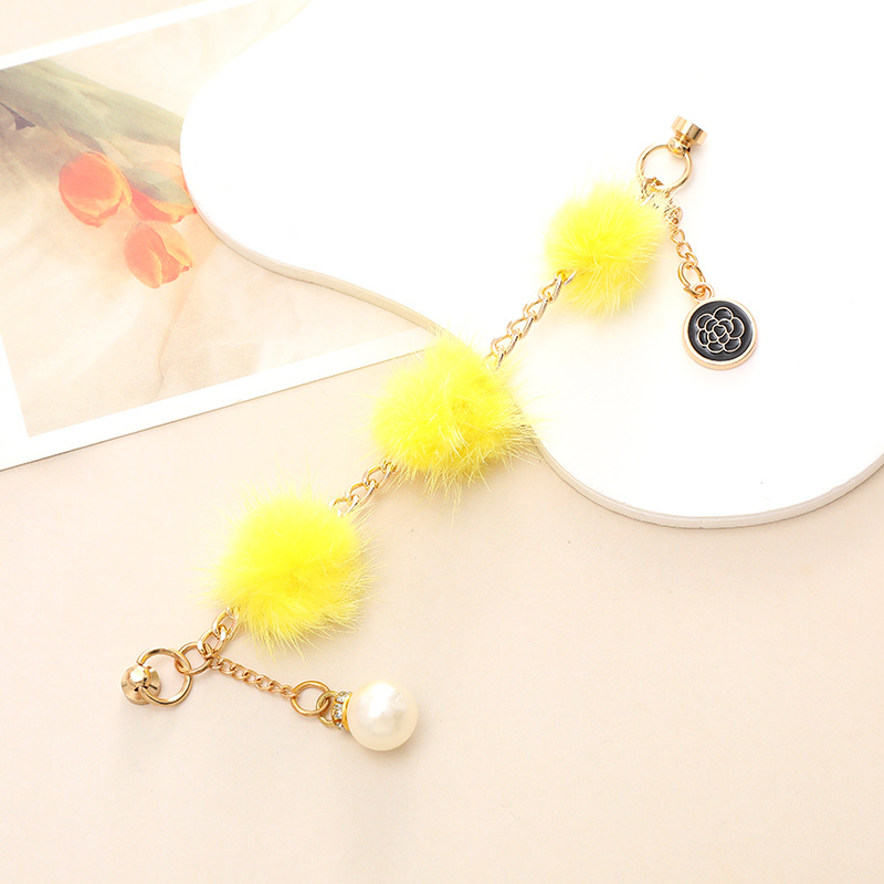 IG Style Sweet Round Flower Hairball Plating Inlay Rhinestones Pearl Mobile Phone Chain display picture 7