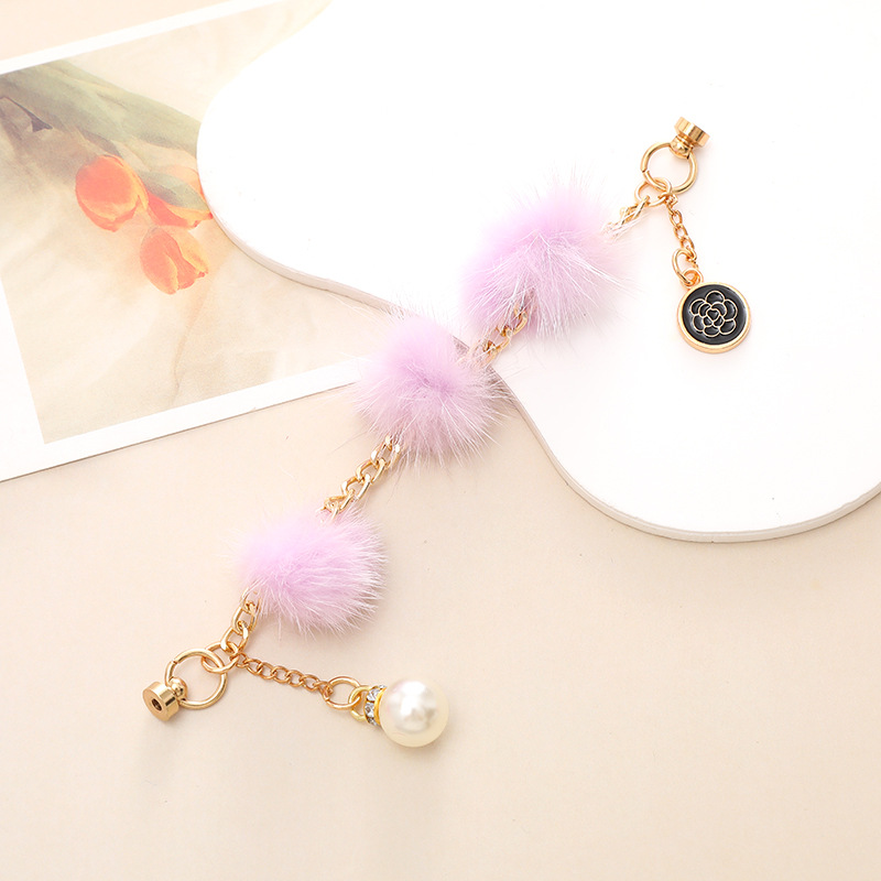 IG Style Sweet Round Flower Hairball Plating Inlay Rhinestones Pearl Mobile Phone Chain display picture 8