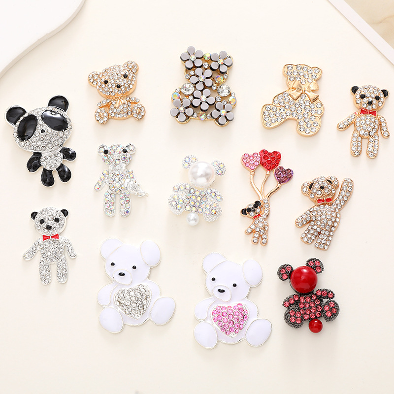 1 Piece 23*35mm 30*42mm 33*42mm Alloy Rhinestones Bear DIY Accessories display picture 2