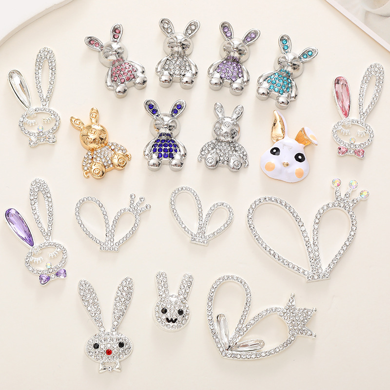 1 Piece 20*35mm 25*48mm 55*45mm Alloy Rhinestones Rabbit Heart Shape Crown Polished DIY Accessories display picture 2
