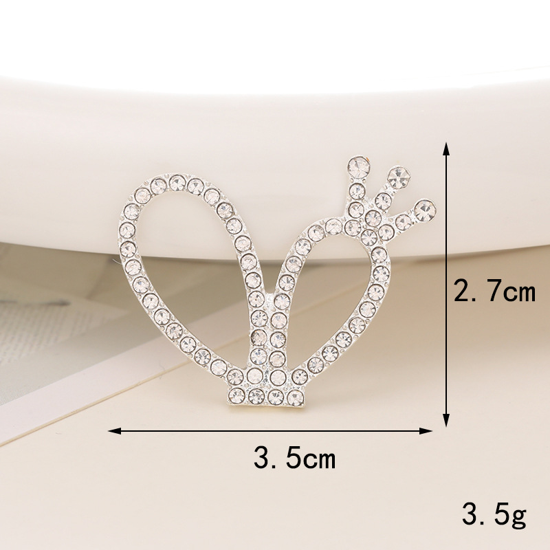 1 Piece 20*35mm 25*48mm 55*45mm Alloy Rhinestones Rabbit Heart Shape Crown Polished DIY Accessories display picture 6