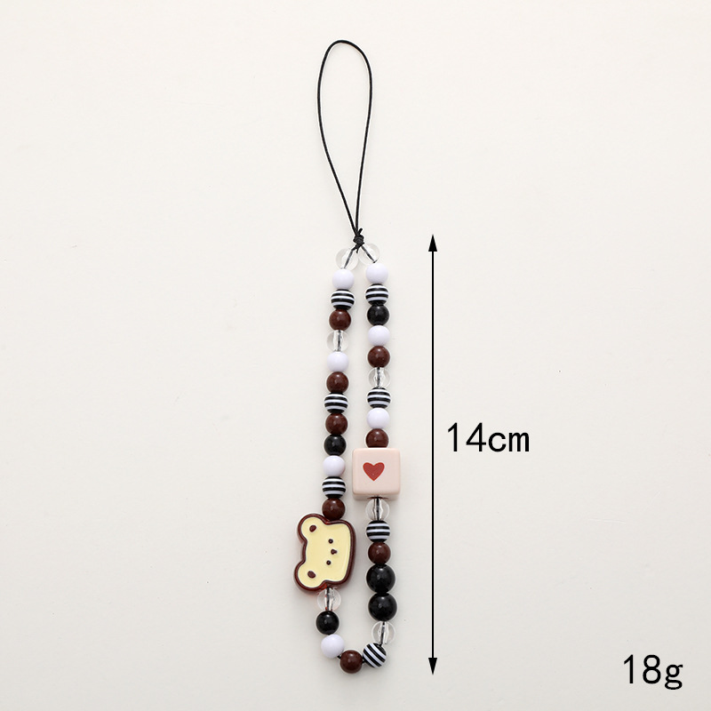 Cute Little Bear Flower Arylic Plastic Buckle Nylon Beaded Mobile Phone Chain display picture 1