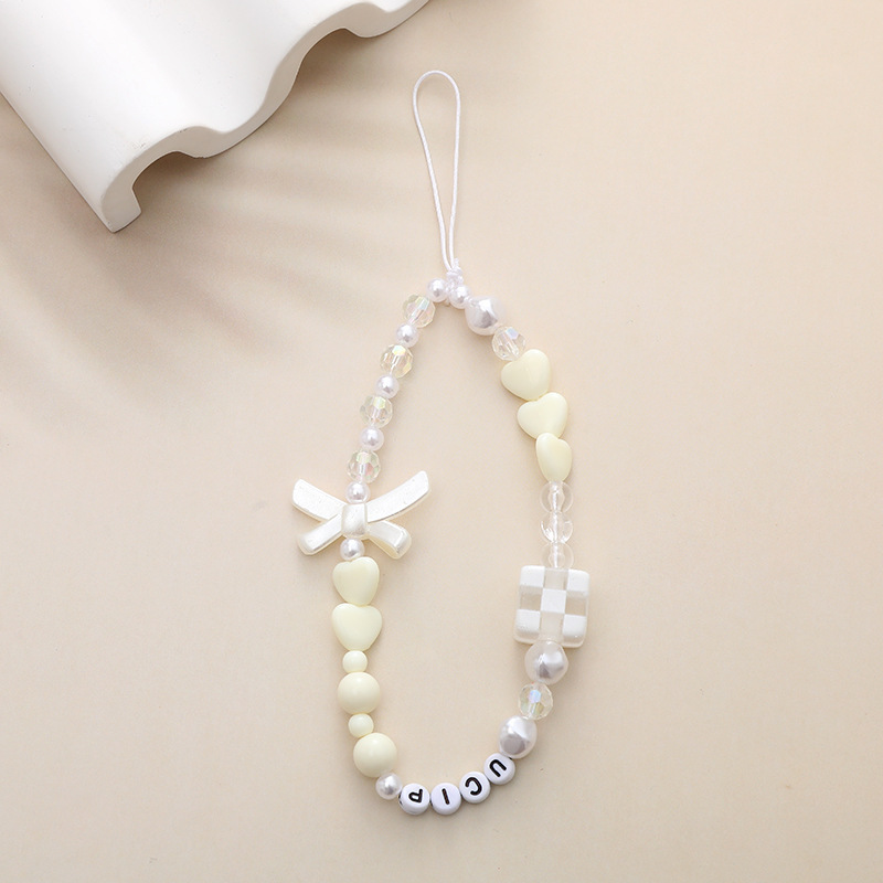 Cute Little Bear Flower Arylic Plastic Buckle Nylon Beaded Mobile Phone Chain display picture 2