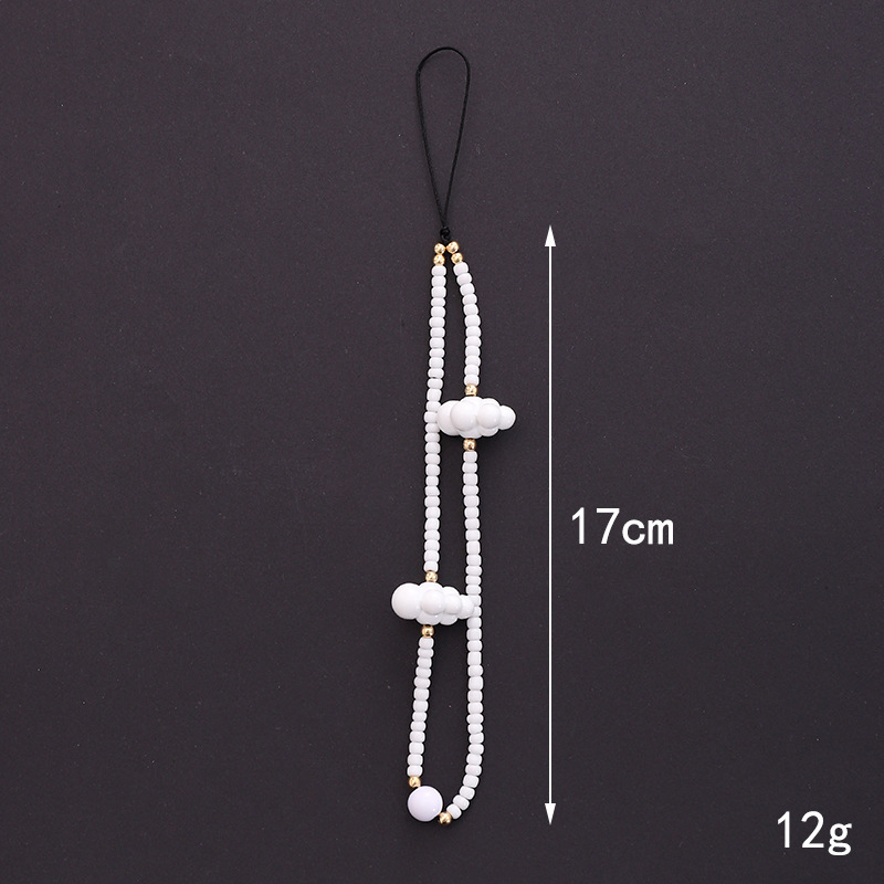 Cute Simple Style Clouds Arylic Nylon Metal Button Beaded Mobile Phone Chain display picture 1
