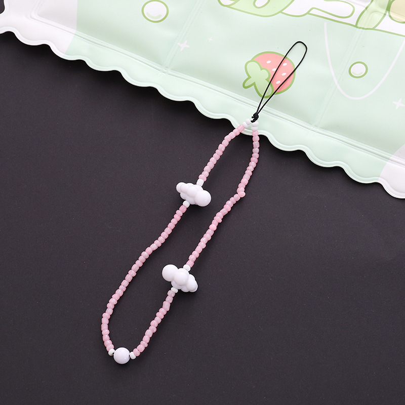 Cute Simple Style Clouds Arylic Nylon Metal Button Beaded Mobile Phone Chain display picture 3