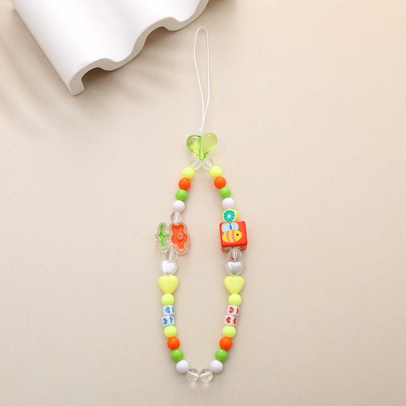 Cute Little Bear Flower Arylic Plastic Buckle Nylon Beaded Mobile Phone Chain display picture 8