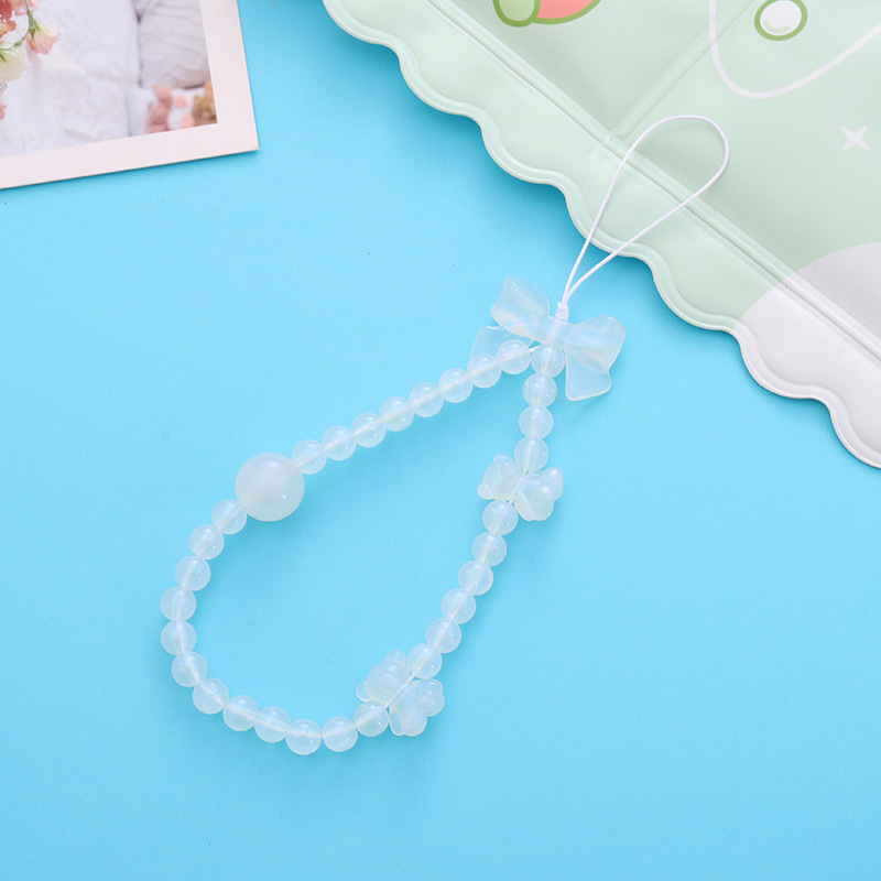 Cute Simple Style Clouds Arylic Nylon Metal Button Beaded Mobile Phone Chain display picture 4