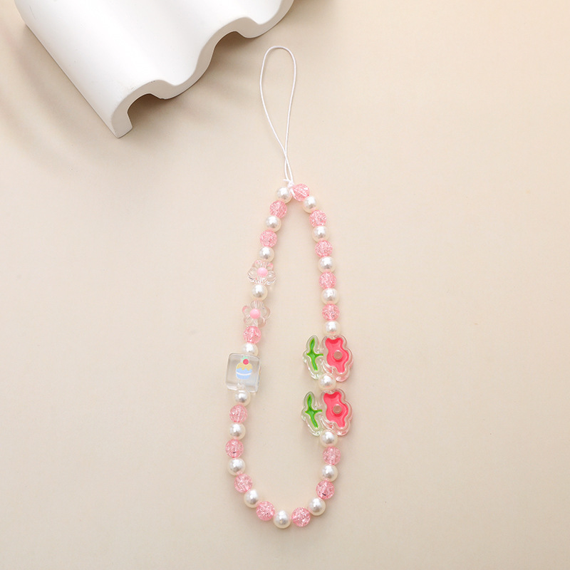 Cute Little Bear Flower Arylic Plastic Buckle Nylon Beaded Mobile Phone Chain display picture 10