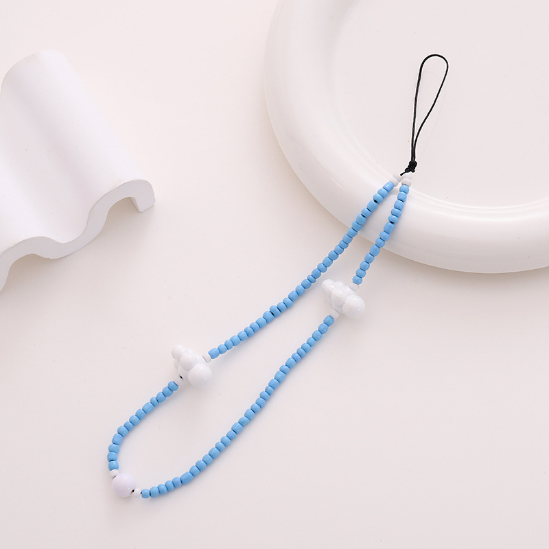 Cute Simple Style Clouds Arylic Nylon Metal Button Beaded Mobile Phone Chain display picture 6