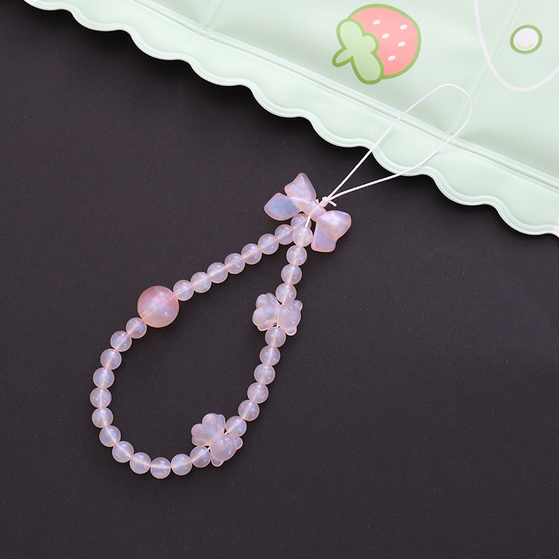 Cute Simple Style Clouds Arylic Nylon Metal Button Beaded Mobile Phone Chain display picture 9
