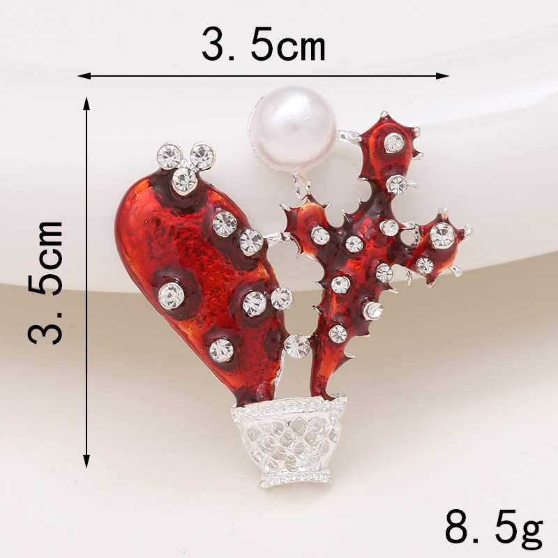1 Piece 27*40mm 33*57mm 35*35mm Zinc Alloy Rhinestones Pearl Cactus Polished DIY Accessories display picture 4