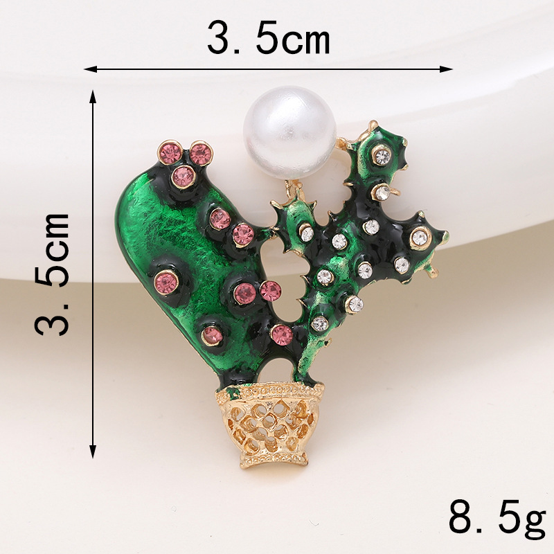 1 Piece 27*40mm 33*57mm 35*35mm Zinc Alloy Rhinestones Pearl Cactus Polished DIY Accessories display picture 6