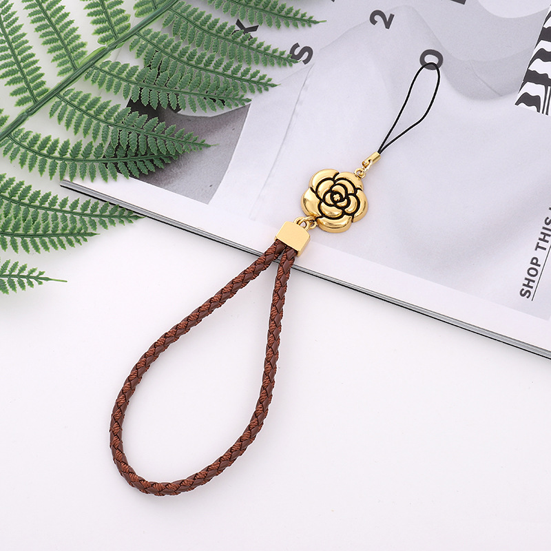 Elegant Sweet Flower Pu Leather Alloy Plating Mobile Phone Chain display picture 6