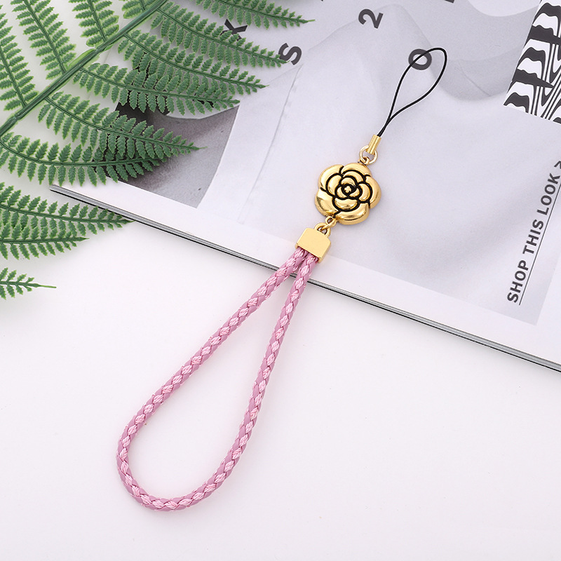 Elegant Sweet Flower Pu Leather Alloy Plating Mobile Phone Chain display picture 7