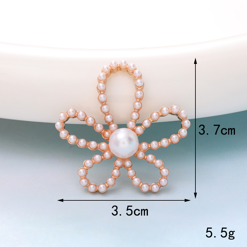 1 Piece 35*47mm 35*50mm 45*45mm Metal Rhinestones Pearl Starfish Flower Polished DIY Accessories display picture 15