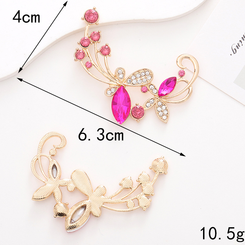 1 Pièce 63*40mm Métal Strass Fleur Brillant DIY Accessoires display picture 1