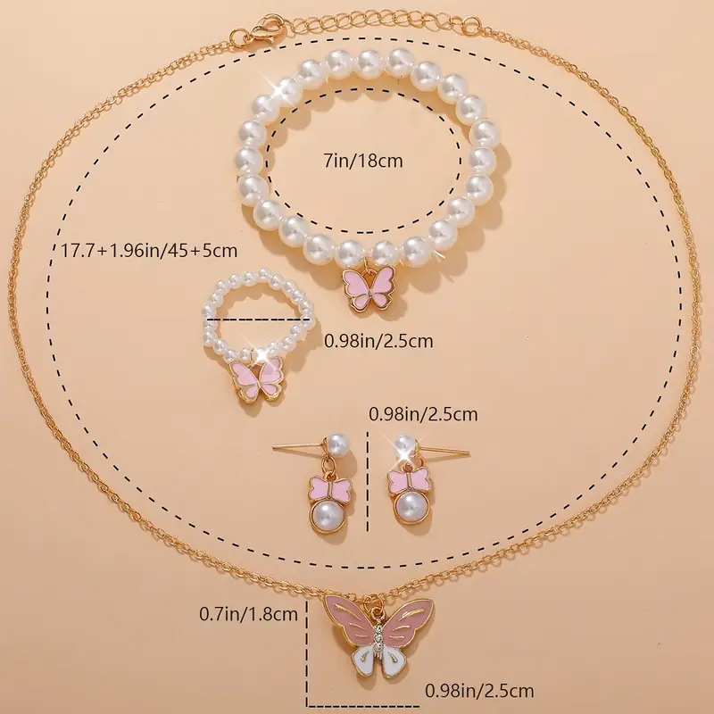 Elegant Romantisch Glänzend Schmetterling Aryl Legierung Perlen Inlay Künstliche Perlen Strasssteine Frau Schmuck-Set display picture 5