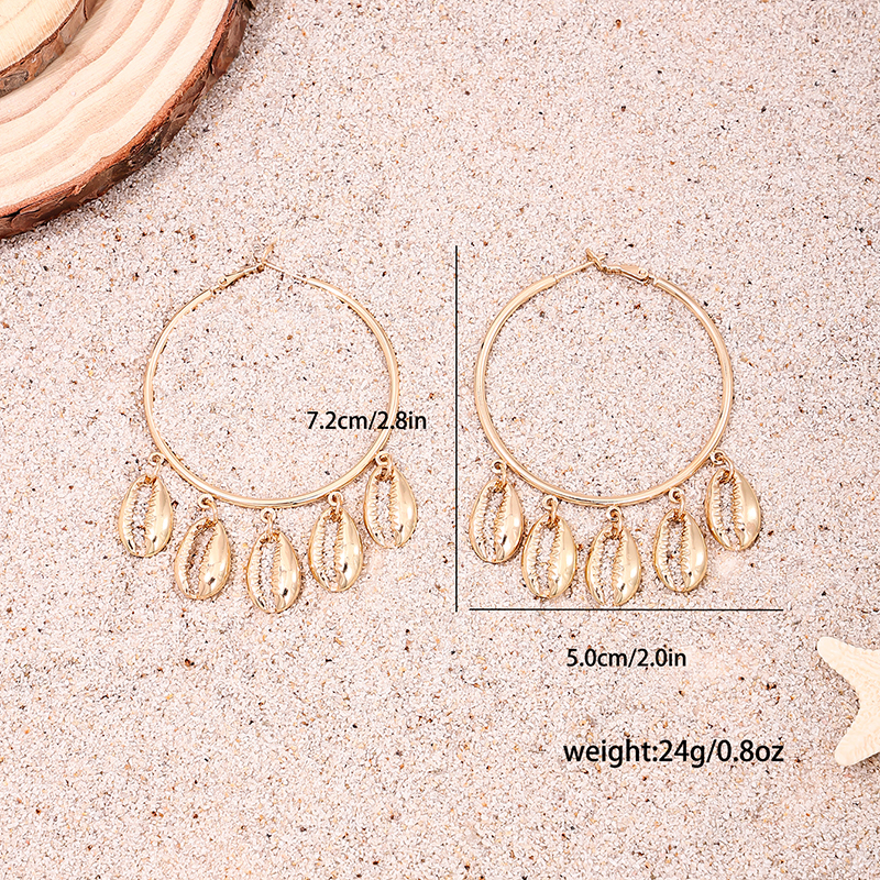 1 Pair Simple Style Classic Style Shell Alloy Earrings display picture 2