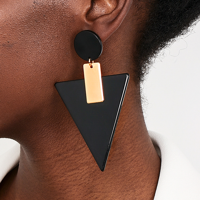 1 Piece Simple Style Classic Style Triangle Round Patchwork Arylic Drop Earrings display picture 8