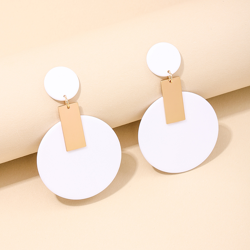 1 Piece Simple Style Classic Style Triangle Round Patchwork Arylic Drop Earrings display picture 1